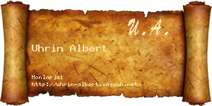 Uhrin Albert névjegykártya
